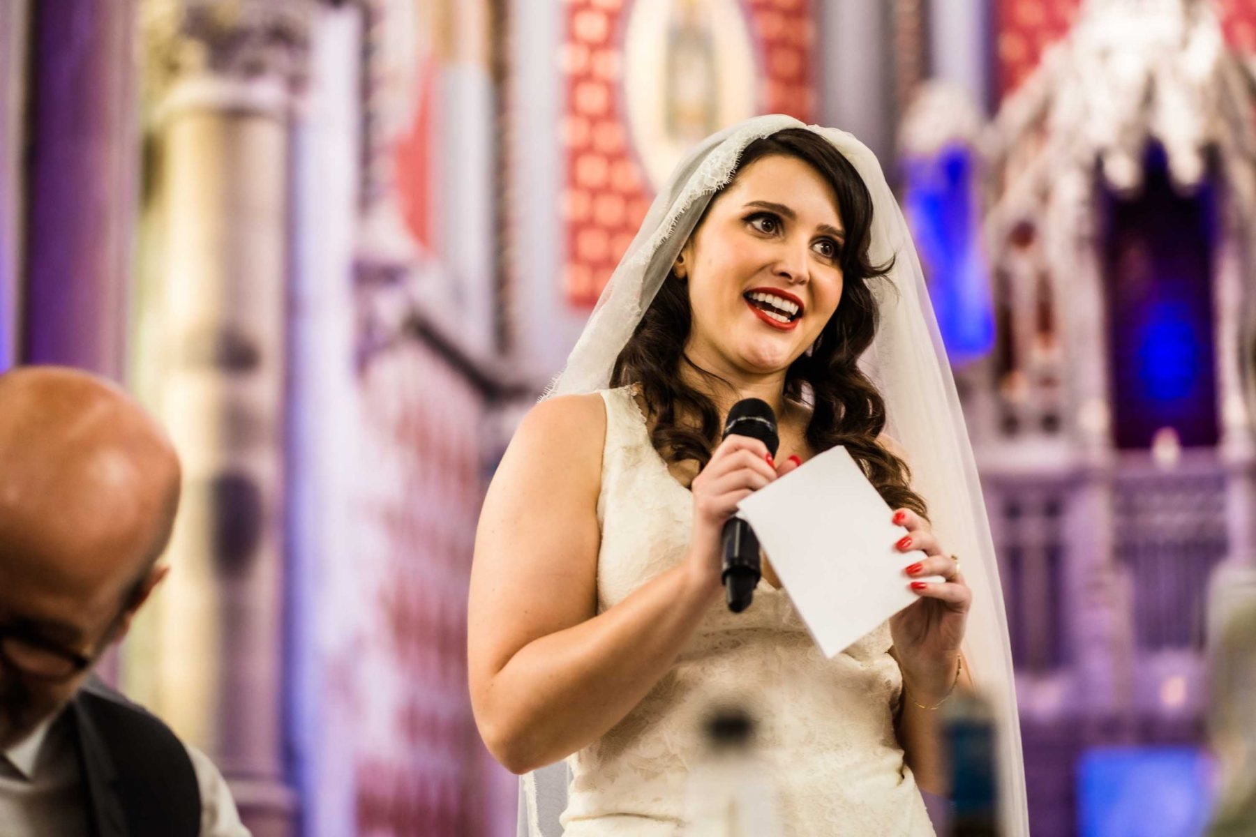 Bride making speech at Manchester Monastery Wedding